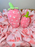 Strawberry Dream crochet strawberry plushie in two sizes