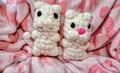 The Hutch Kitties — Biscuit and Mochi crochet plushies in white chenille