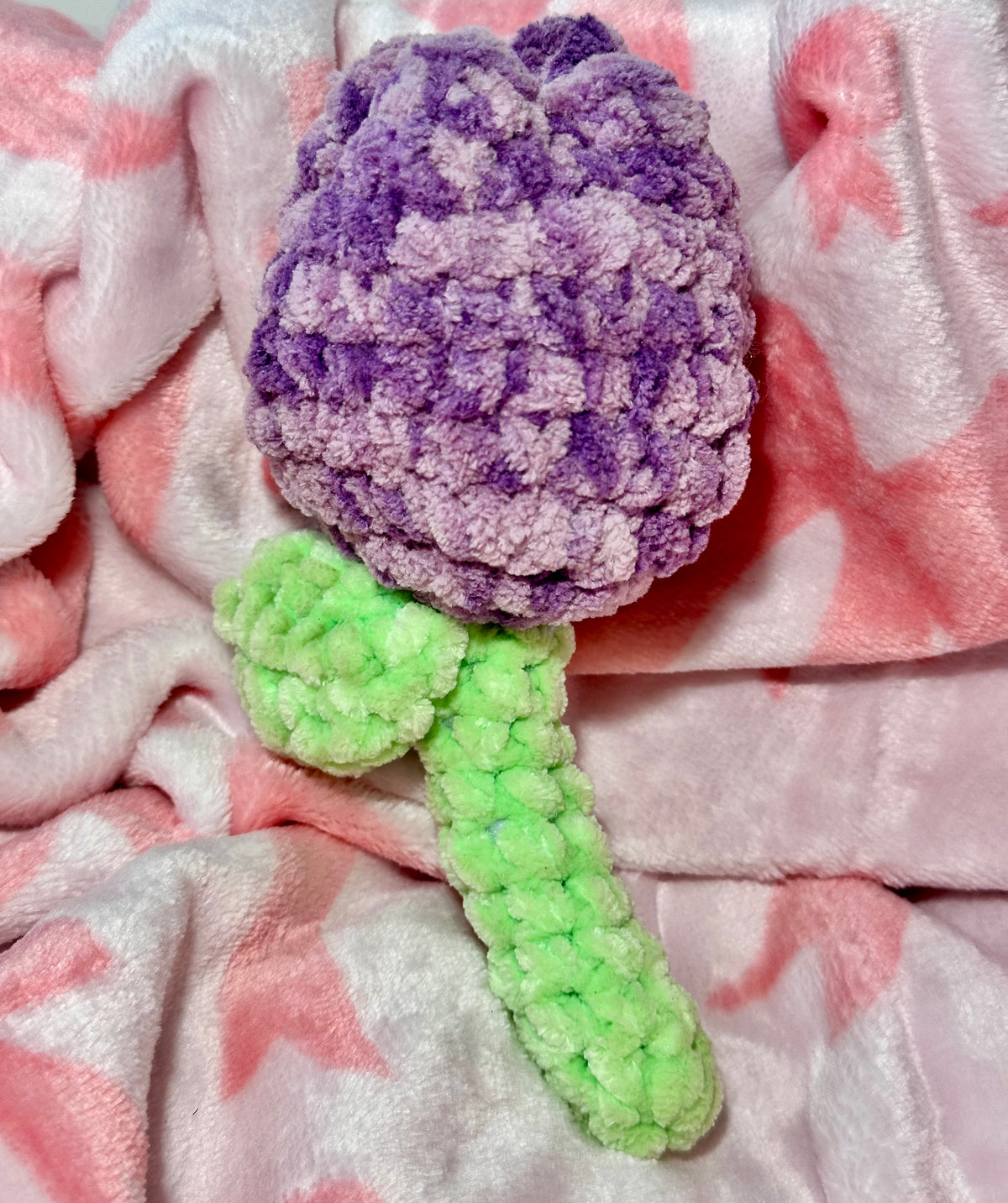 Lavender Tulip — side view showing green leaf detail