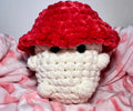 Crimson the Mushroom — handmade crochet mushroom plushie with red cap and white body